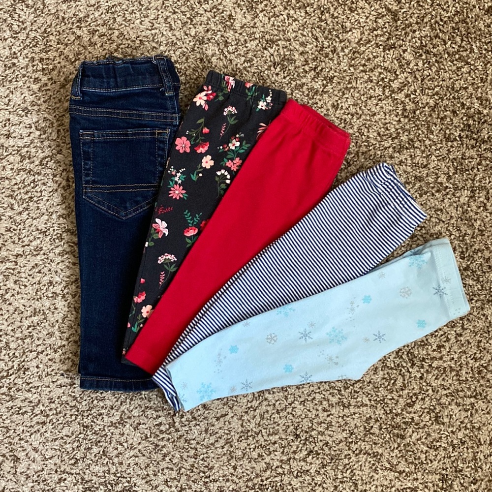 Baby girl jeans and printed leggings bundle